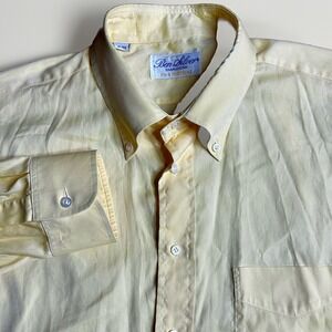 Ben Silver Shirt Mens 17-34 Button Down Long Sleeve Made USA Pocket Dress Shirt